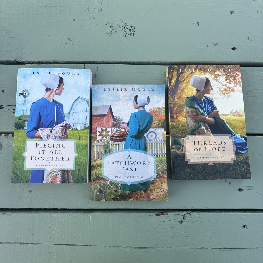 Leslie Gould‎ Plain Patterns Trilogy 3 Paperback Book Lot Piecing Past Threads